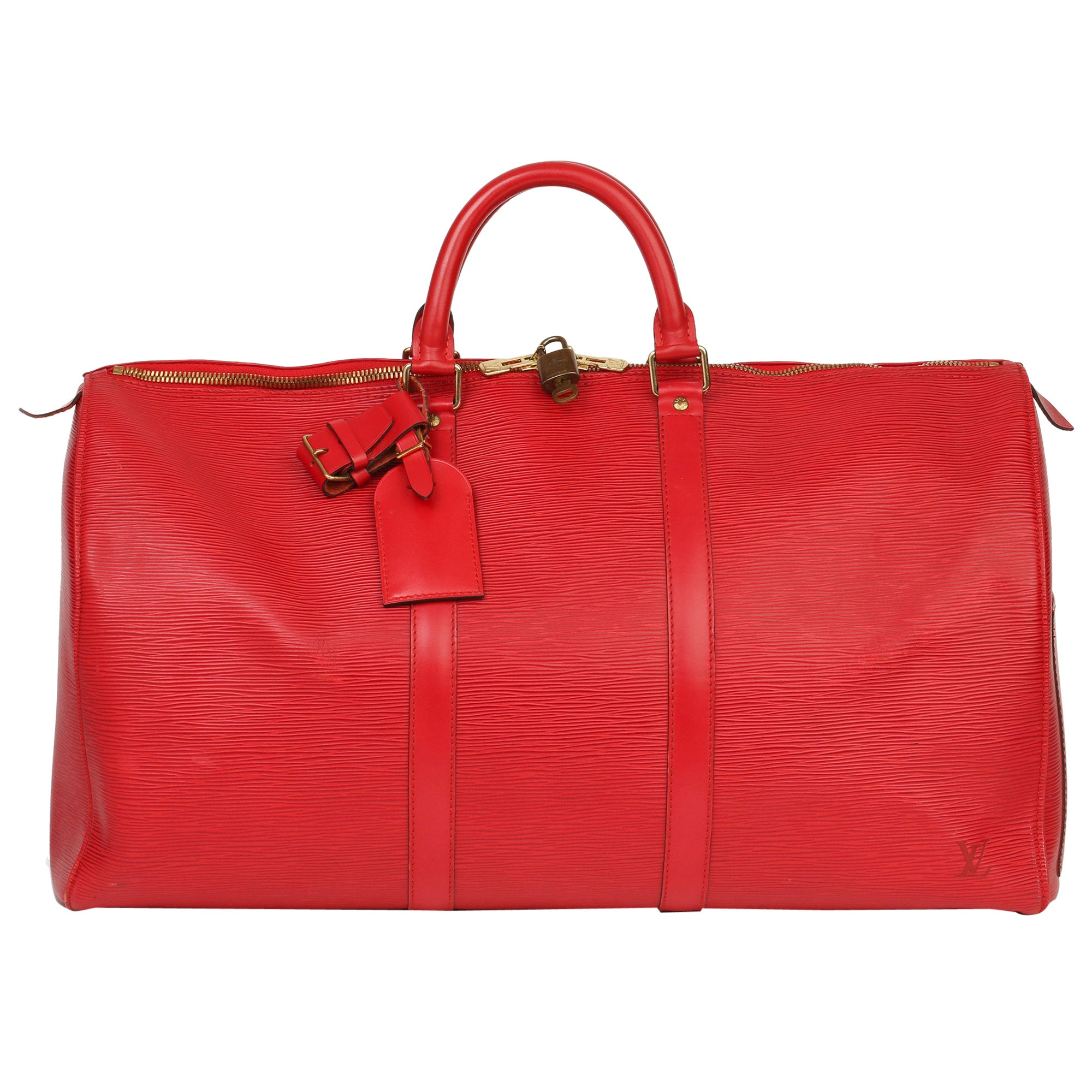 Louis Vuitton X Supreme Red Epi Keepall Bandouliere Duffle Bag 45 at