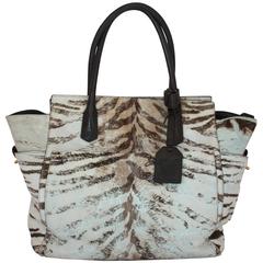 Reed Krakoff Brown and Cream Pony Hair Zebra Print Tote