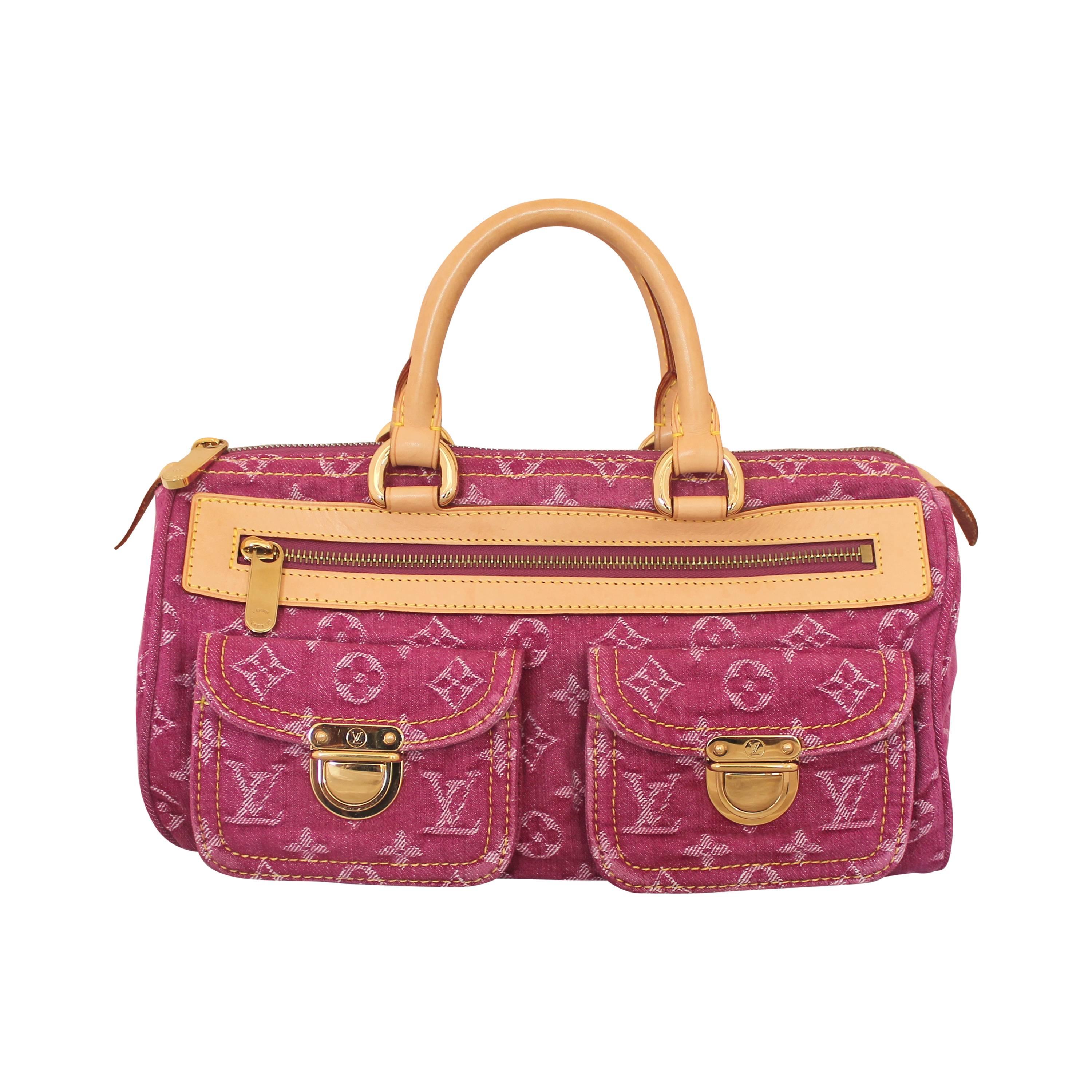 Louis Vuitton Pink Denim "Speedy" Handbag