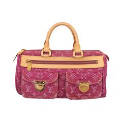 Used Louis Vuitton Pink Denim "Speedy" Handbag