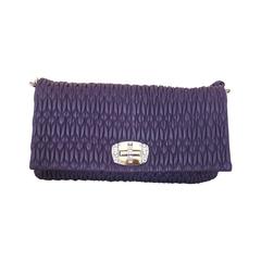 Miu Miu Purple Quilted & Crystal Embellished Matelasse Handbag - SHW - Large