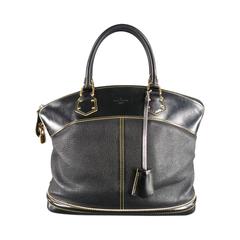 LOUIS VUITTON Schwarze Cuir Suhali Gelbe Stitching Lock Handtasche aus Leder 2007