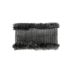 RALPH LAUREN BLACK LABEL Charcoal Cable Knit Cashmere Lamb Fur Scarf