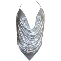 Studio 54 Silver Metal Mesh Vintage Halter 