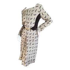 Gucci 1970 Equestrian Boot Print Dress w Suede Horse Bit "Belt"