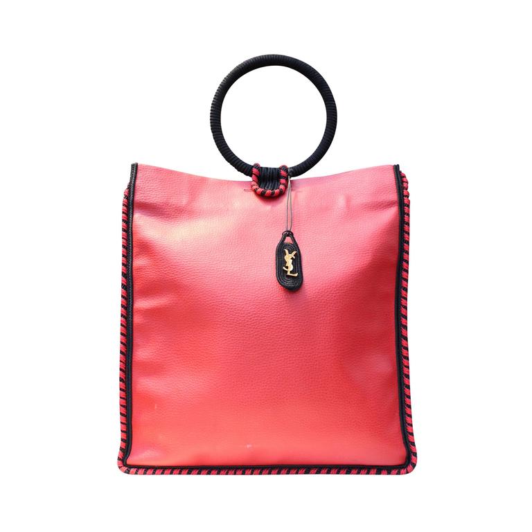 1980s Yves Saint Laurent Red Leather Handbag for The Fondation Pierre ...