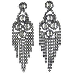 Crystal prong set rhinestone chandelier earrings Vintage