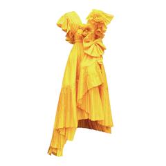 1975s Nina Ricci Haute Couture Yellow Taffetas Evening Dress