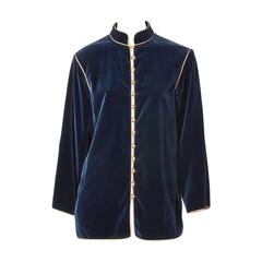 Yves Saint Laurent Midnight Blue Velvet Chinese Collection Jacket