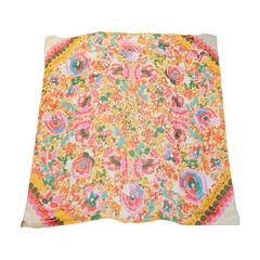 LouisVuitton Sheer Multi Color Floral Silk Scarf 