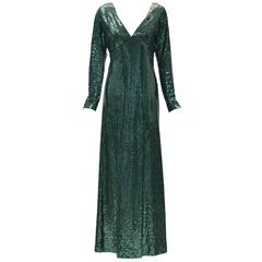1960s Kiki Hart Green Sequin Evening Dress 5