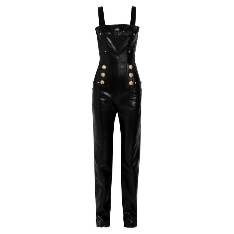New Balmain Black Leather Jumpsuit Size FR38 $5000 With Tags at 1stDibs | balmain  leather jumpsuit, balmain tags