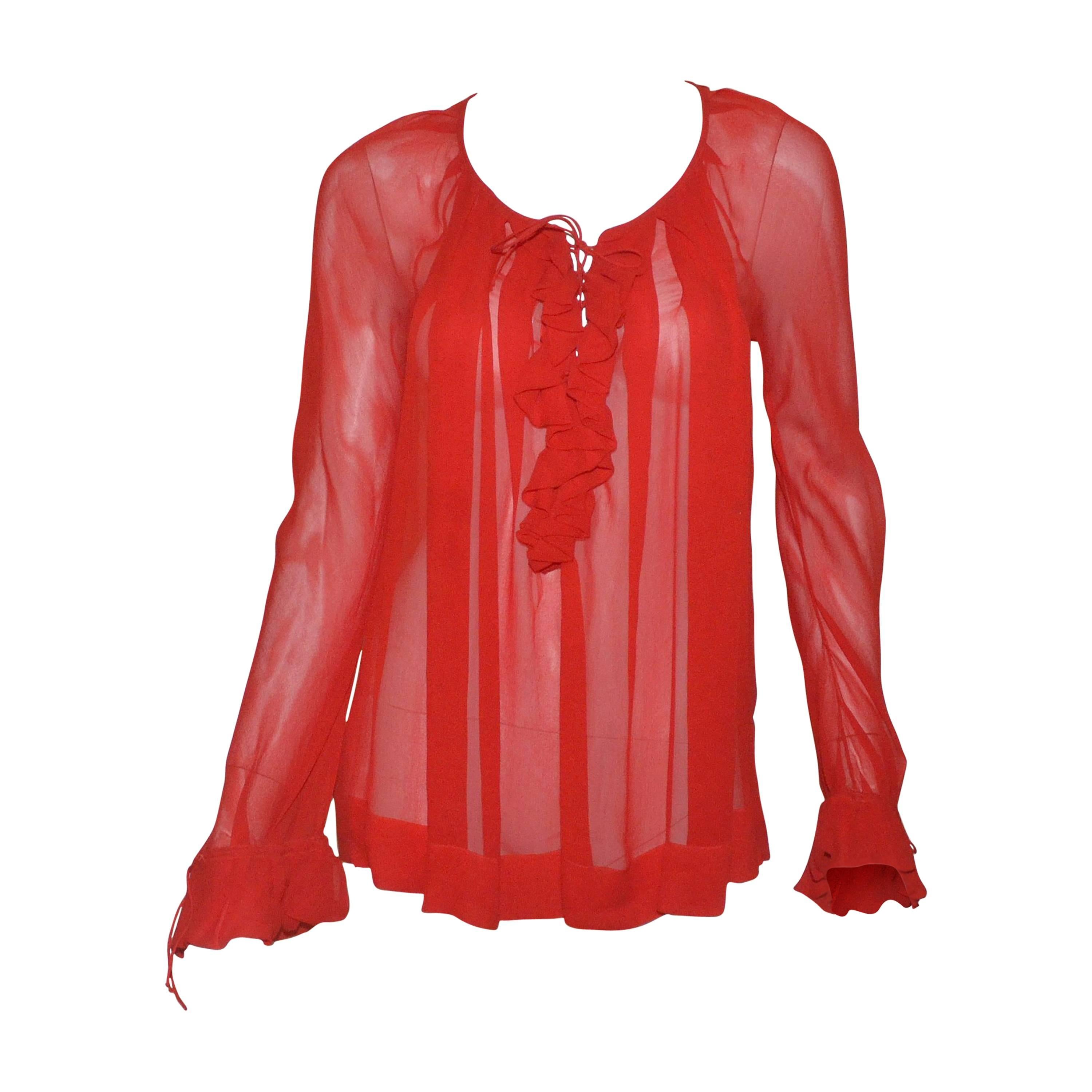 Tom Ford Silk Chiffon Peasant Blouse