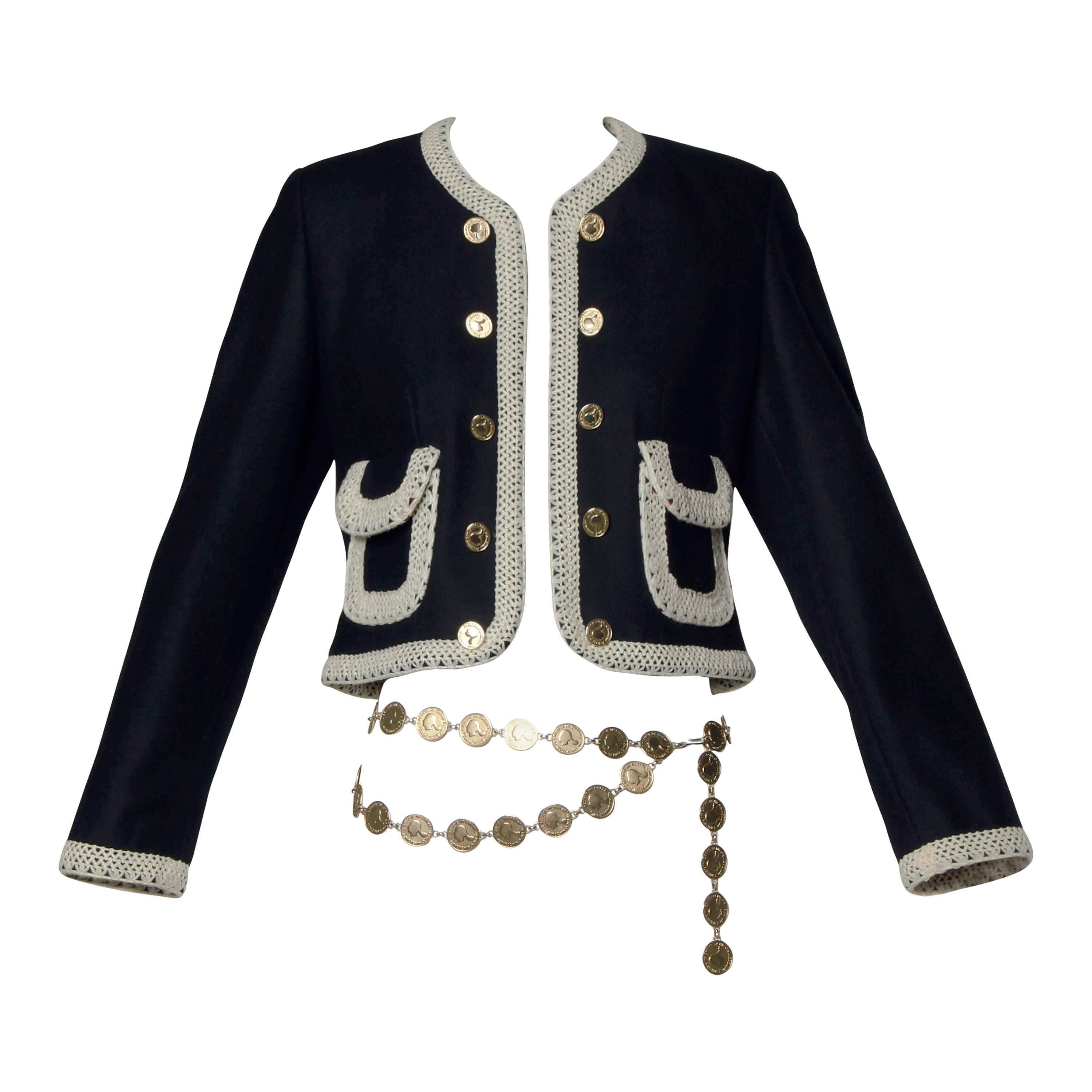 Moschino Vintage Olive Oyl (Popeye) Coin Jacket + Matching Belt Set