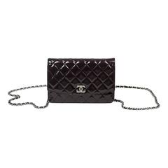 Chanel Wallet On Chain 19cm WOC Black Quilted Patent Leather