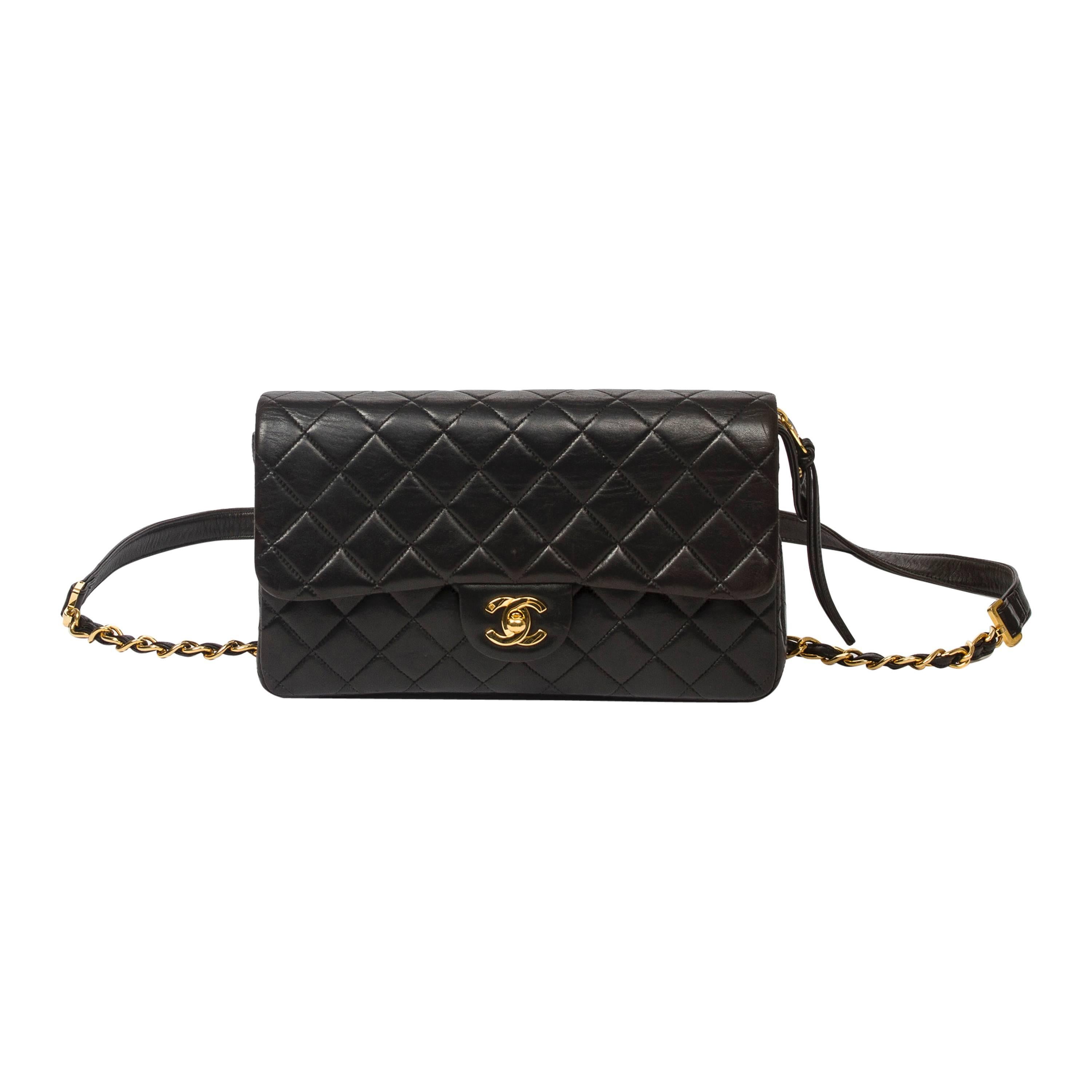 Chanel Vintage Classic Flap 25cm Backpack Black Leather