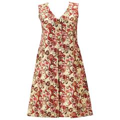 1960's Gino Charles Gold and Red Silk Brocade Dress and Jacket Ensemble 3