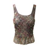 1970s LORIS AZZARO Gold, Red  and Green Chain Mail Sleeveles sexy Tank top