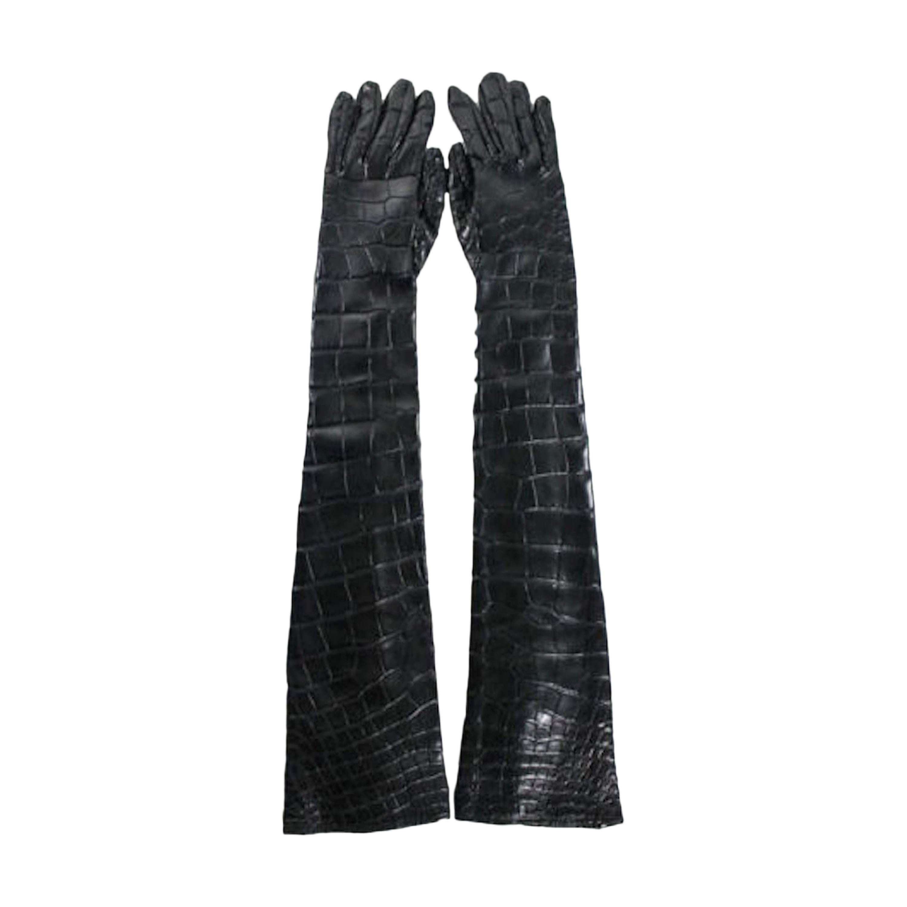 Tom Ford Black Leather Long Opera Gloves For Sale