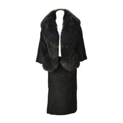 1940s Martha Weathered Custom Black Persian Lamb and Fur Ensemble