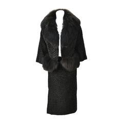 1940s Martha Weathered Custom Black Persian Lamb and Fur Ensemble 3