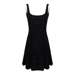 Stephen Sprouse 80s Sleeveless Black Backless Metallic Fringe Skater Dress 9