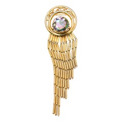 1950s Schiaparelli Watermelon Tourmaline Colored Brooch 