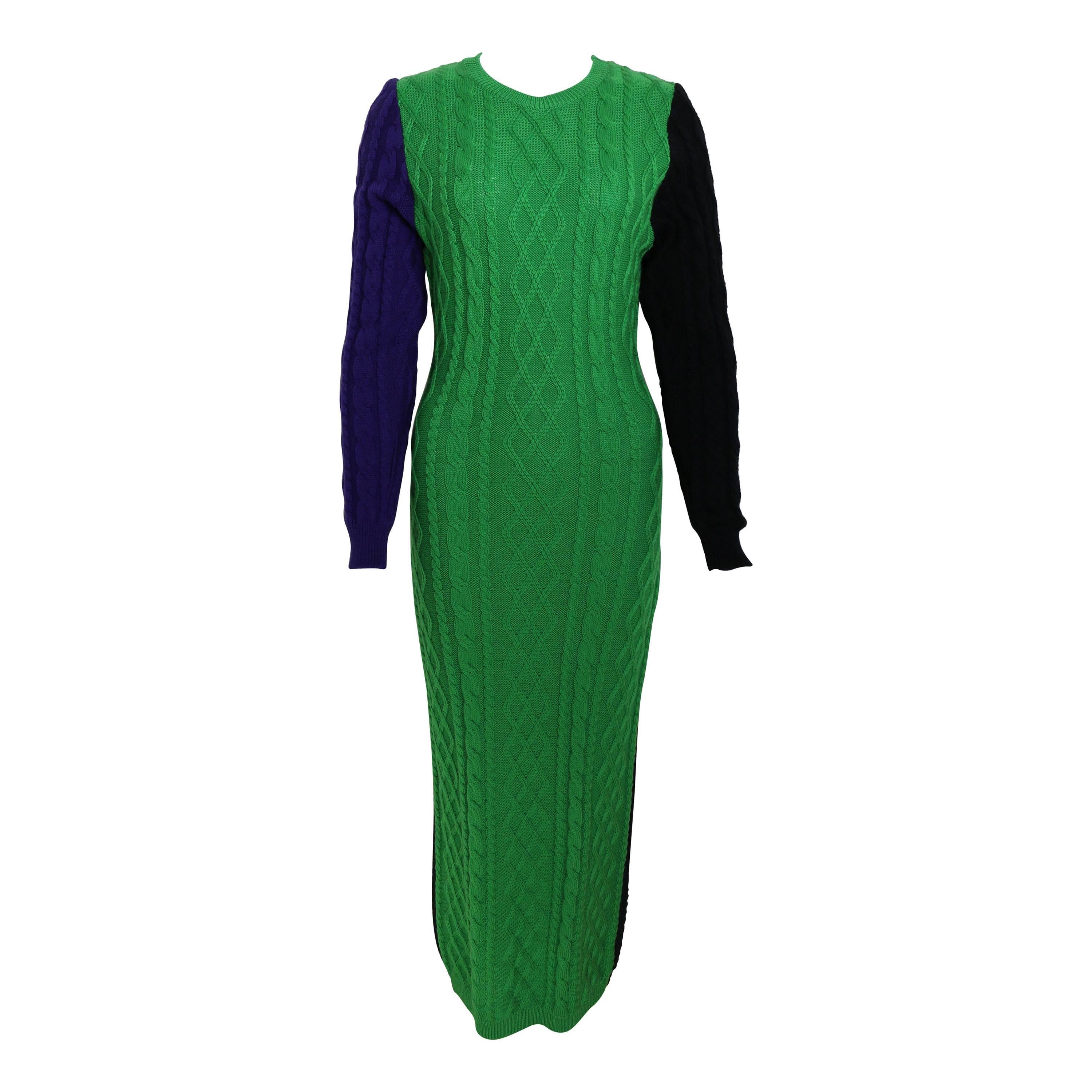 90s Versus By Gianni Versace Colour-Blocked Knitted Maxi Dress