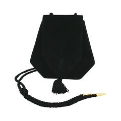 Yves Saint Laurent YSL Vintage Black Evening Tassel Suede Bag Purse