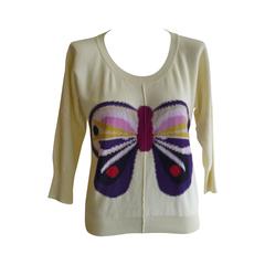 Vintage Late 90s Sonia Rykiel Butterfly Cotton Sweater (S)