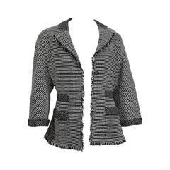 Chanel Brown and White Cotton Tweed Jacket