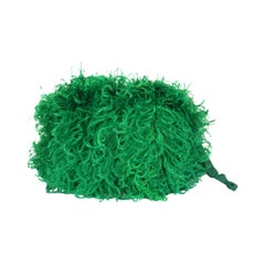 Used Vibrant Emerald Curled Ostrich Feather Muff 1930s