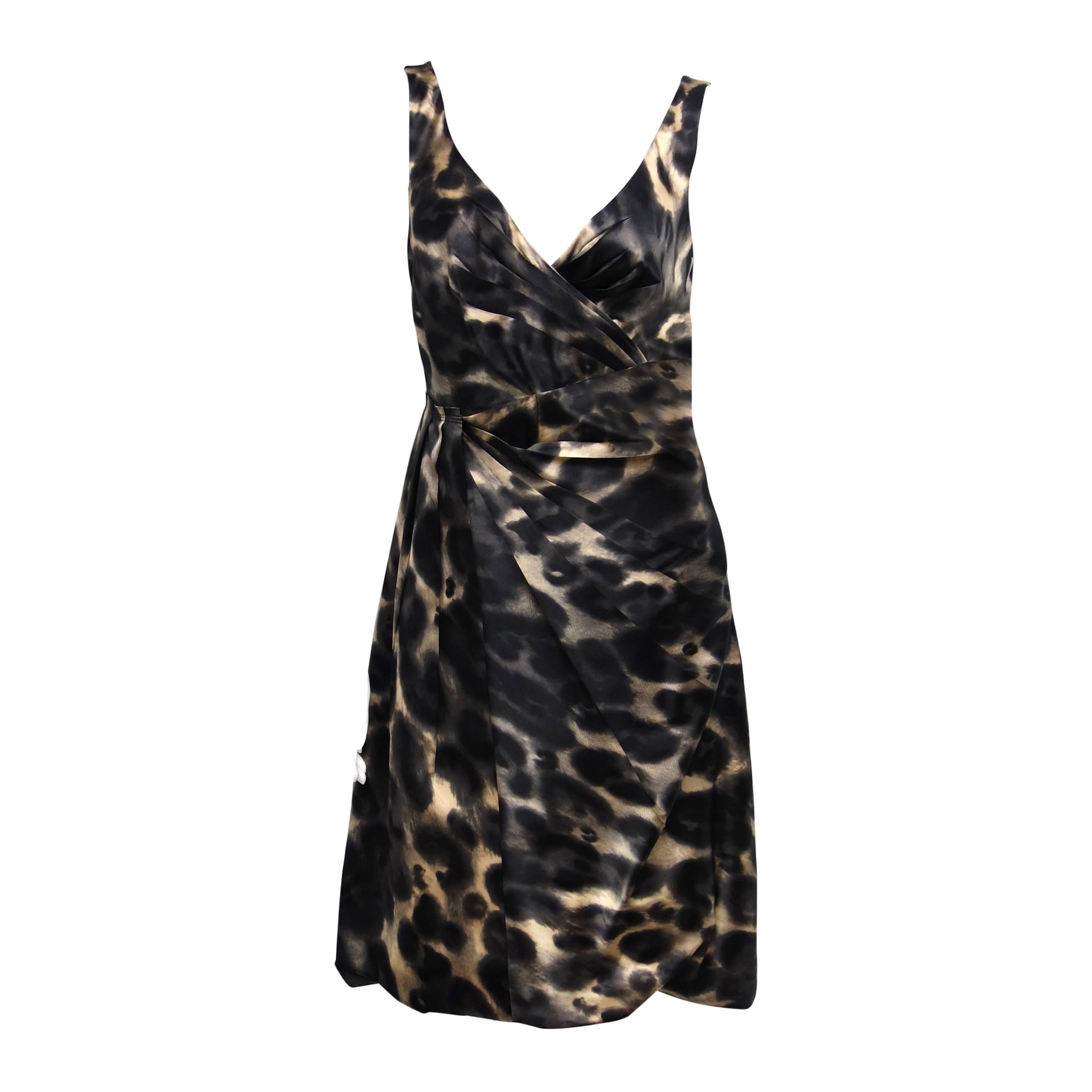 PRADA Silk Sleeveless Animal Print Dress Size 44