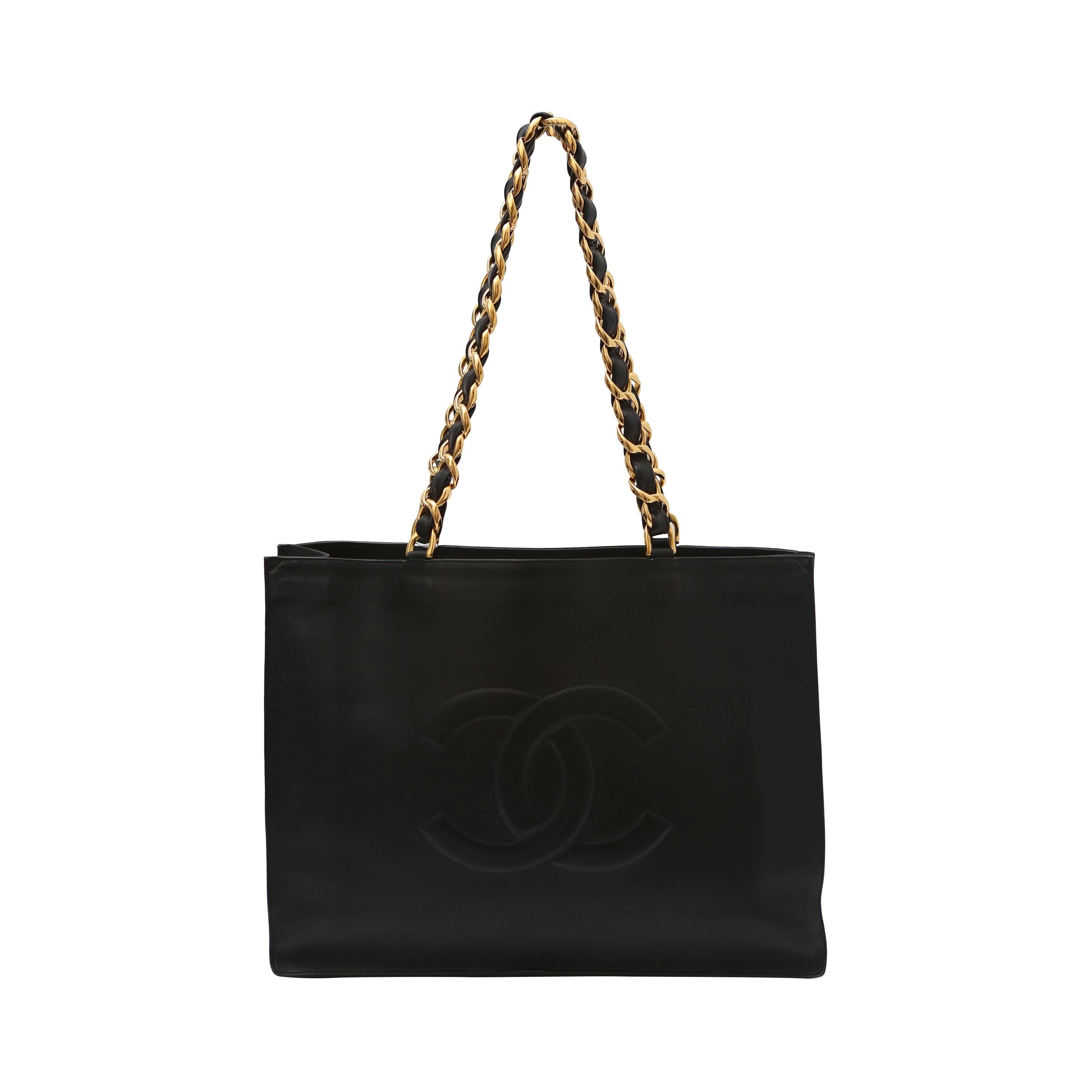 Chanel XLarge Black Tote with Gold Hardware For Sale