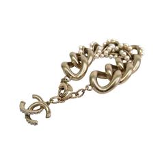 Chanel Pearl Gold Chain Link Charm Bracelet