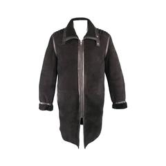 GUCCI by TOM FORD 42 Black Suede Shearling Ribbed Motorcycle Coat