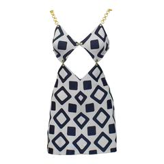 1960's Navy and White Cut-out Minidress 10