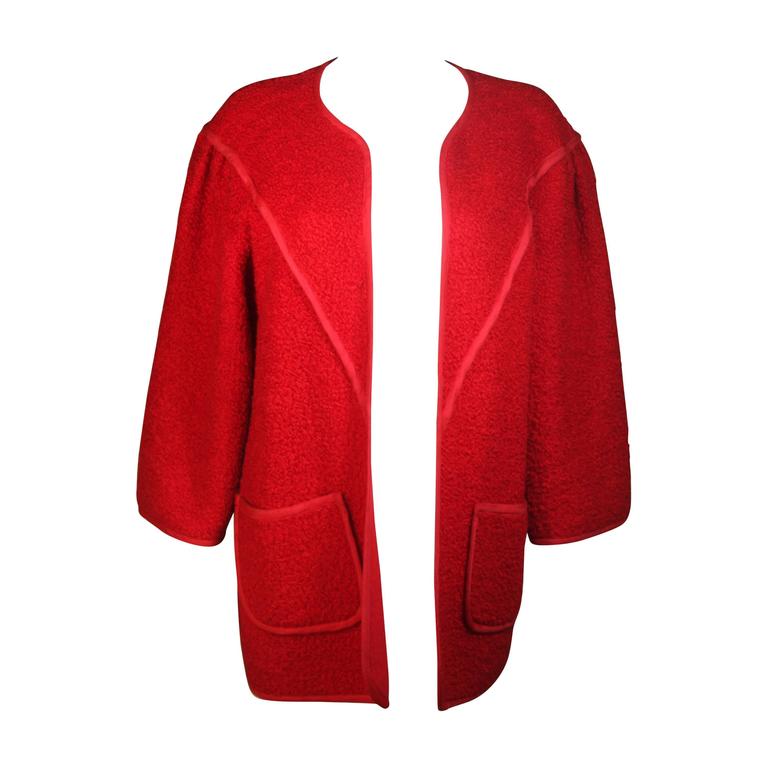 JEAN MUIR Red Wool Jacket Size 6 For Sale at 1stdibs