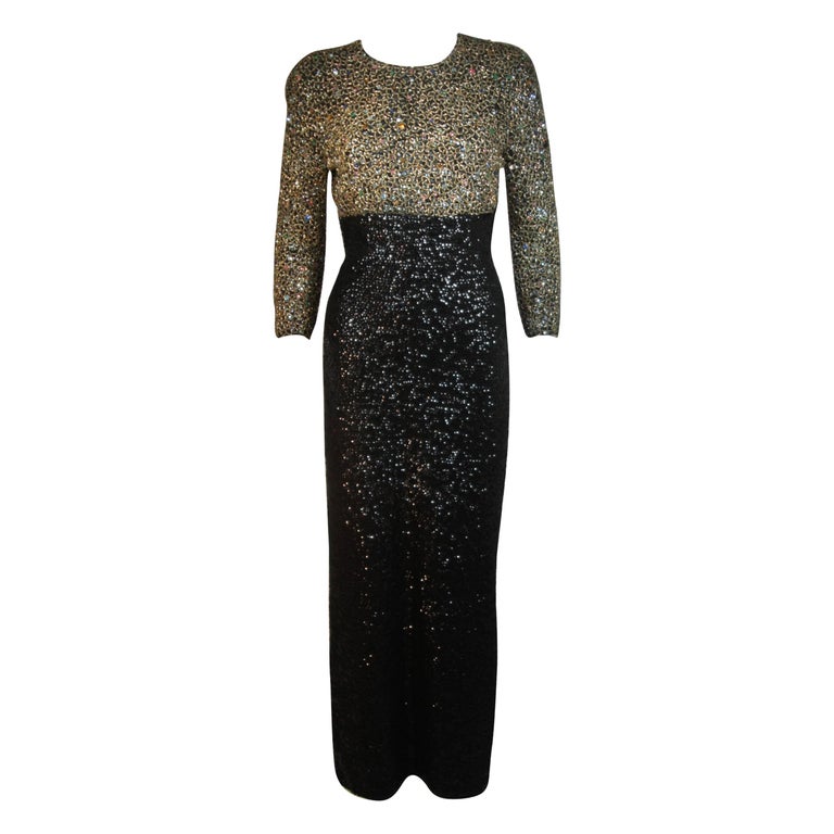 GENE SHELLY'S Boutique Internationale Embellished Stretch Black Knit Gown  Size 8 For Sale at 1stDibs | monroe lace miss san francisco