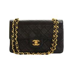 1990s Chanel Black Quilted Lambskin Vintage 2.55 Double Flap Bag