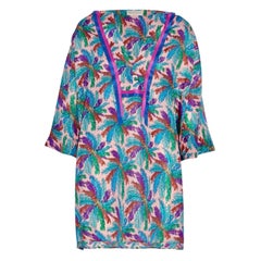 NEW Multicolor Emilio Pucci Signature Print Silk Kaftan Tunic Dress 40