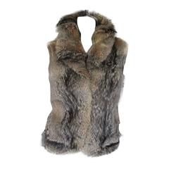 Vintage sleeveless wolf fur vest