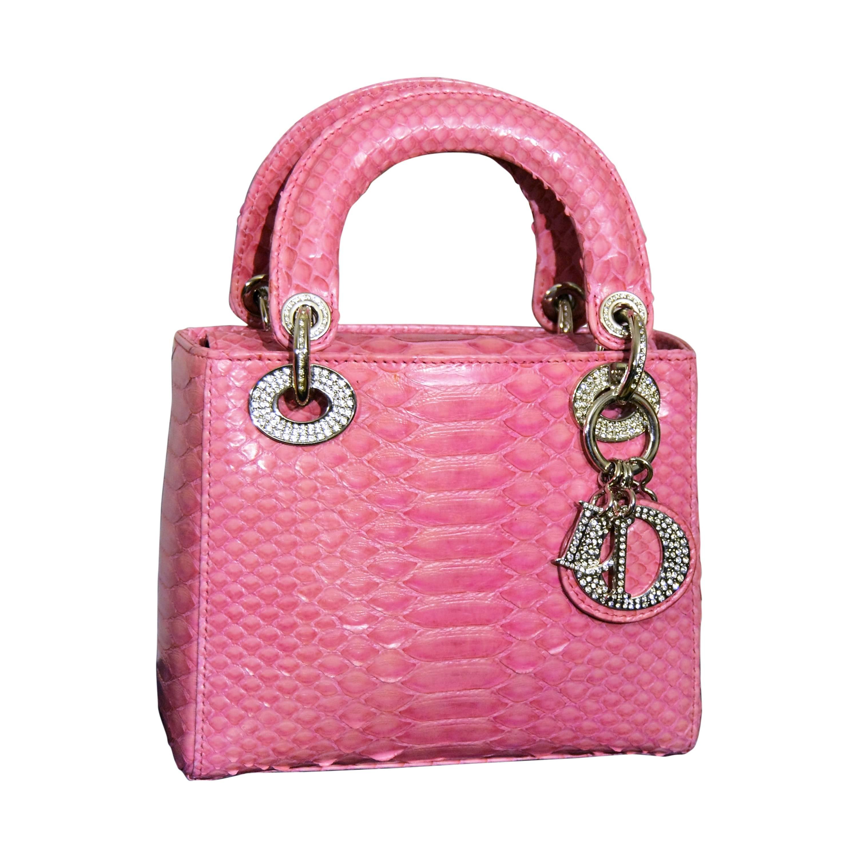 2000er Christian Dior rose mini Dior in Python mit Swarovski