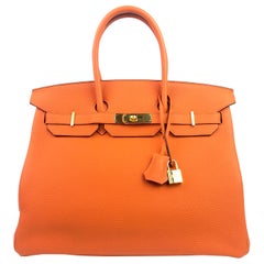 Hermes Birkin 35 Orange Gold Hardware 