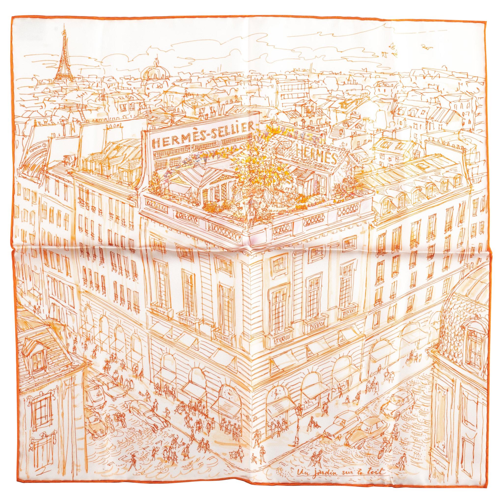 Hermès Orange Le Jardin Silk Gavroche