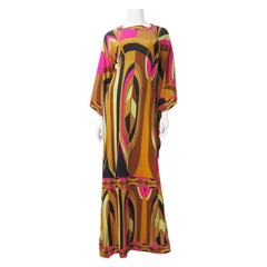 Leonard, robe longue en soie à manches ange, années 1970