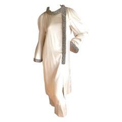 Jacqueline De Ribes Crystal Embellished Silk Coat & Pants
