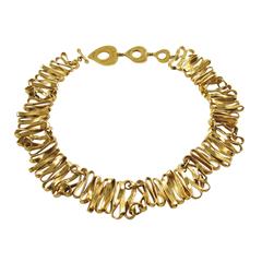 Vintage Yves Saint Laurent Paris gilt metal Link Necklace
