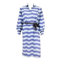 1980s Saint Laurent Blue Cotton Dress