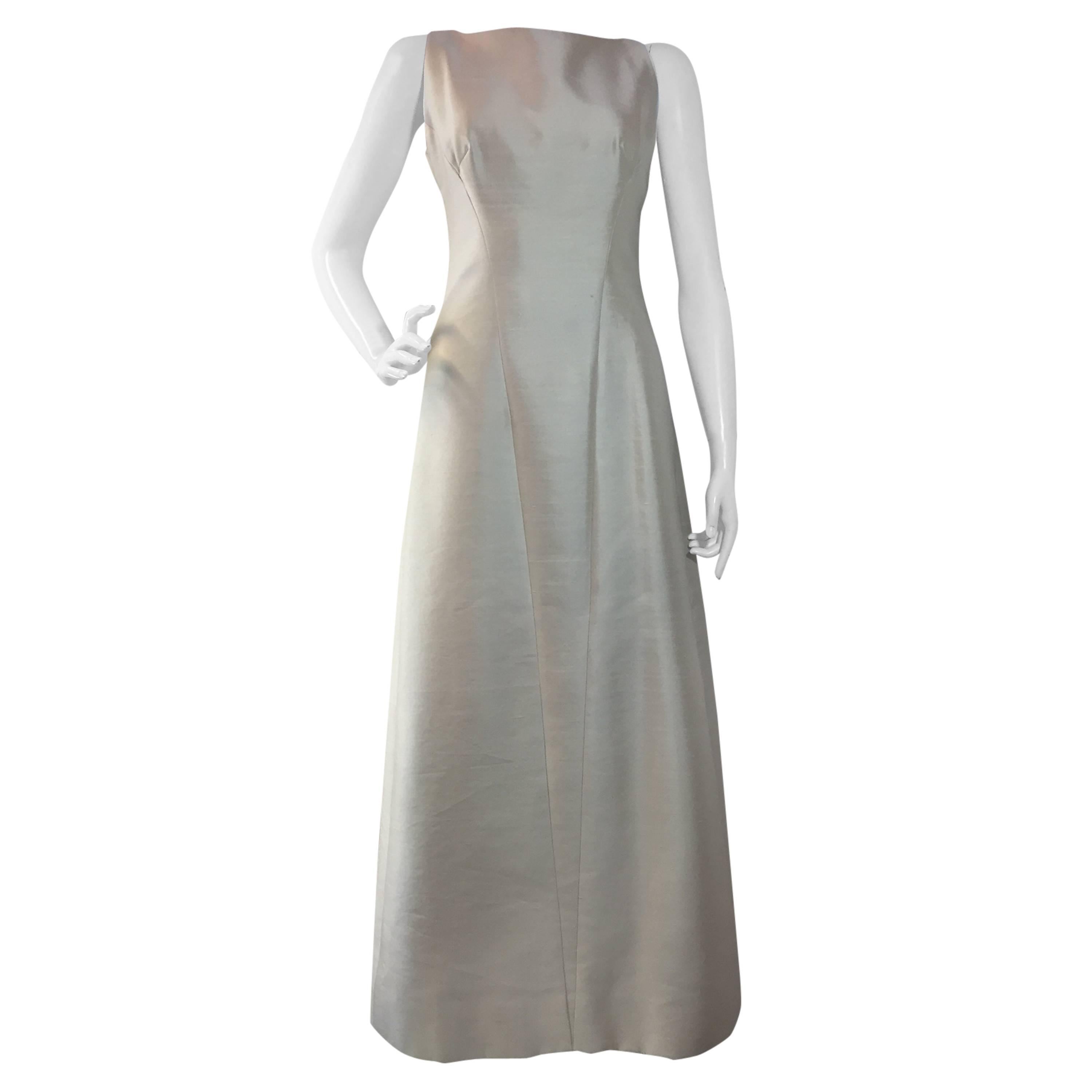 1960s Bob Bugnand Ivory Shantung Sculpted Evening Gown